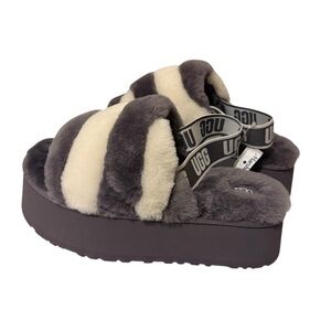 UGG DISCO STRIPE SLIDE
PLATFORM SANDAL GREY WOOL SLINGBACK WOMEN US 10